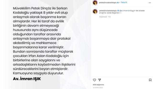 Petek Dinçöz boşanıyor mu?