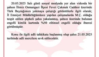 Engelli birey Türk bayrağını yakmaya çalıştı